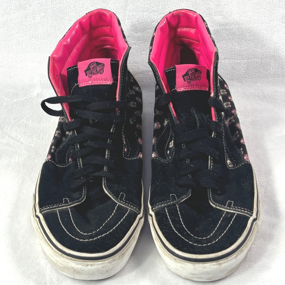 Vintage RARE Vans Sk8-Hi Black Pink Doggie Graphic High Top Sneakers Mens 12